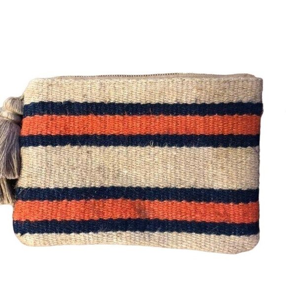 J Jill Wristlet Purse Used Jute Striped Small Casual - Picture 5 of 12